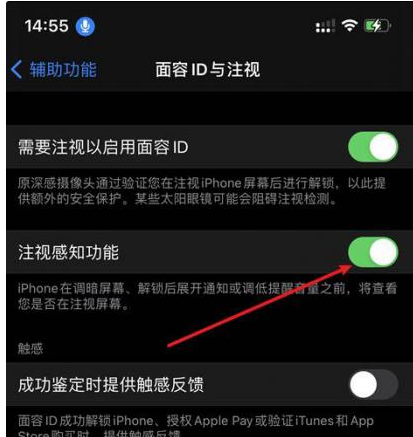 义乌苹果14维修网点分享iPhone14注视感知功能有什么用 